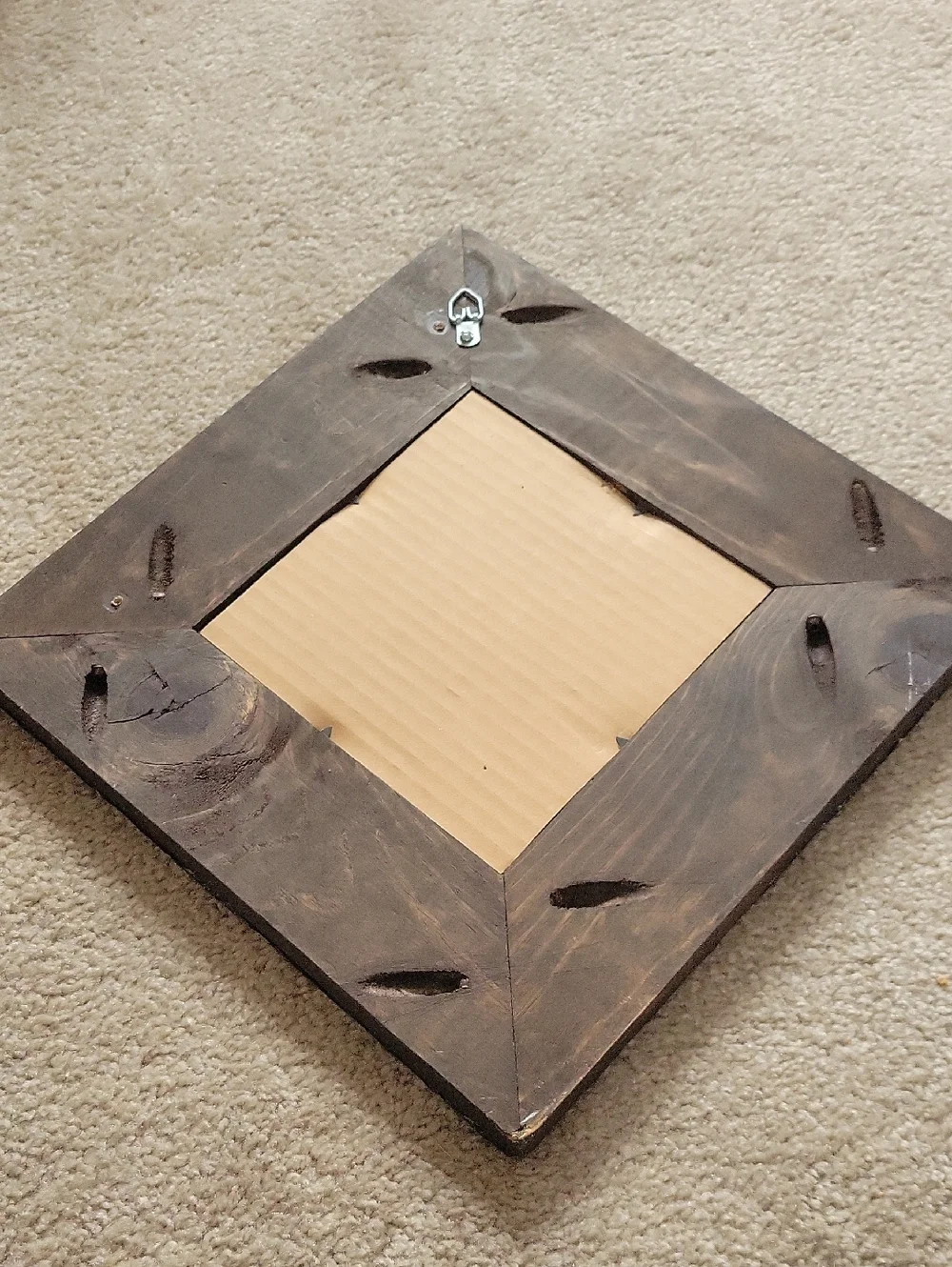 Distressed White Decorative Wall Mirror - Rustic Tile-Pattern Frame.